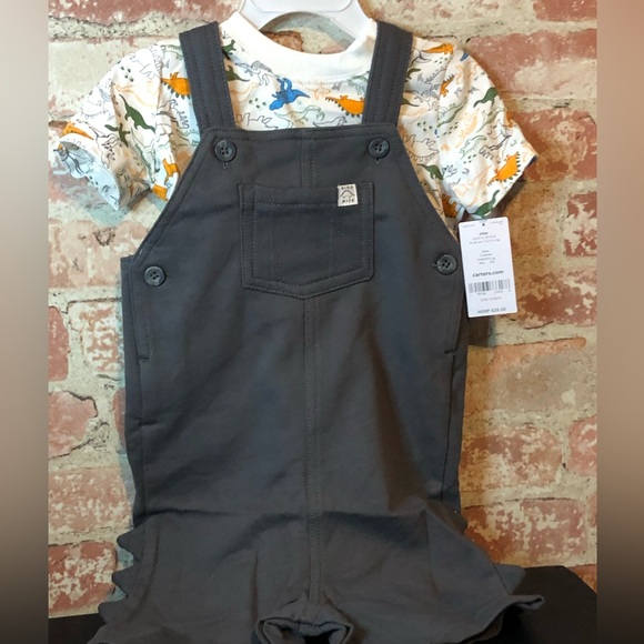 Carter's Baby Boys 2-Piece Dinosaur Tee & French Terry Shortall Set - 18 mo - Picture 3 of 8